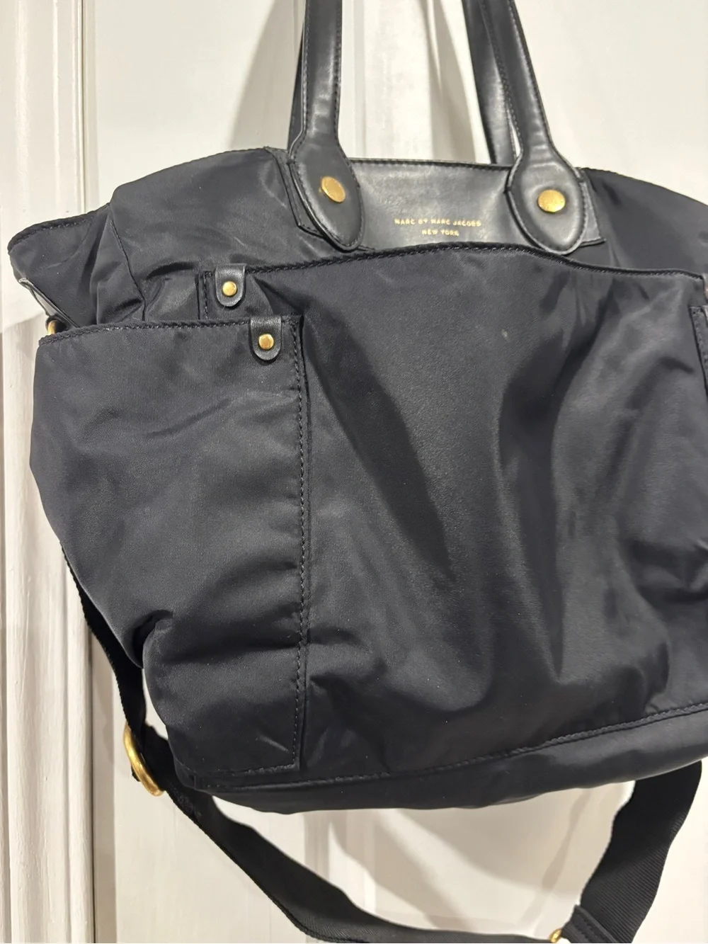 Mark Jacobs black nylon diaper bag